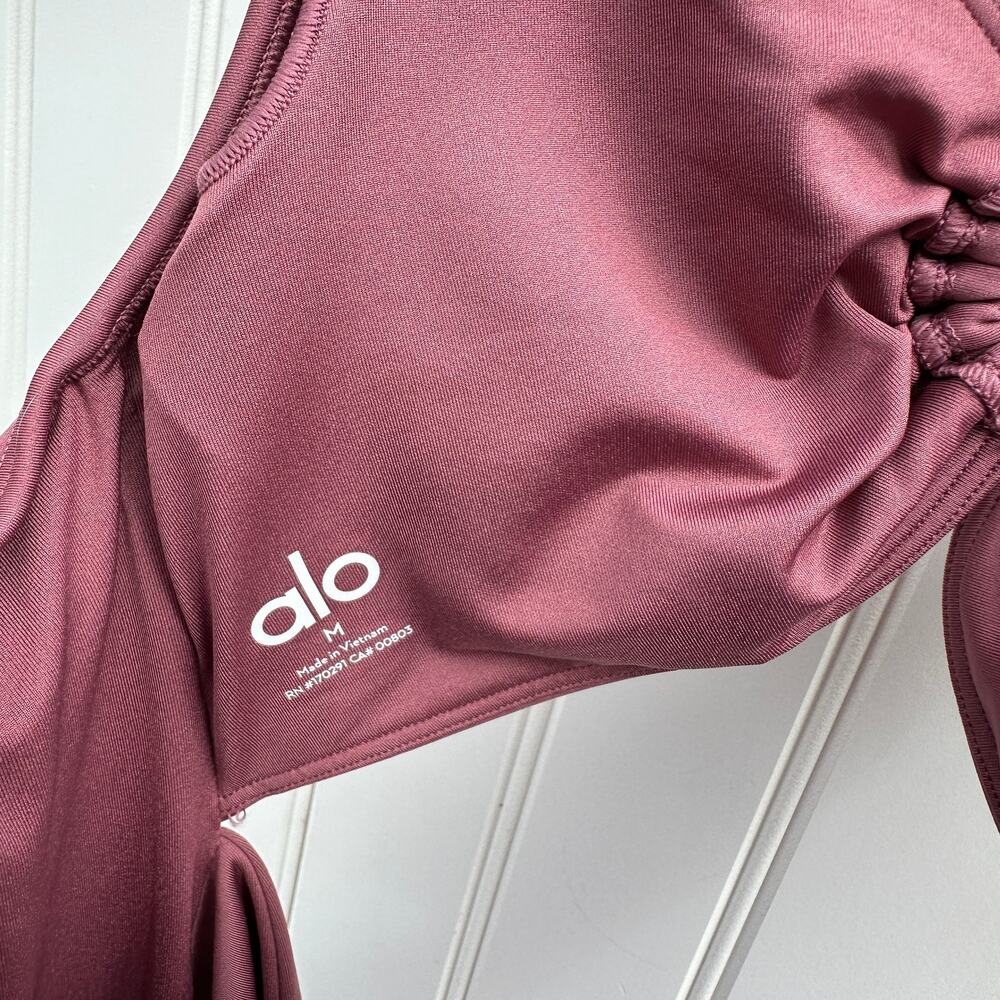 Alo Yoga Airlift A-List Onesie One Piece Jumpsuit Burgundy Truffle Size Medium M - Picture 9 of 16
